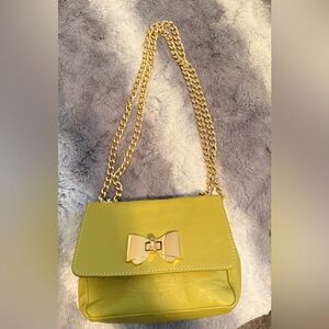 Lime Green Chain Shoulder Bag with Bow Detail